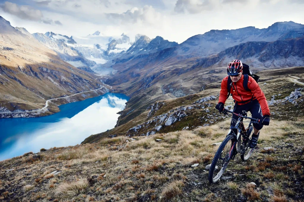 Mountain biker, Valais, Switzerland